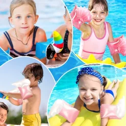Swim Arm Floaties for Kids Inflatable Swim Armbands Swim Floater Sleeves Swimming Arm Float Rings for Toddler Boys Girls