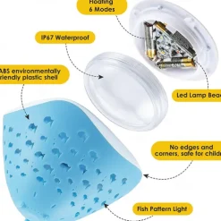 Swimming Floating Pool Light, Submersible LED Pool Light Ocean Fish Pattern Battery Powered RGB Color Changing Underwater Pool Light Pond Hot Tub Landscape Decor for Children's Birthday Gifts 1/2PCS