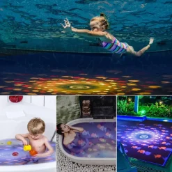 Swimming Floating Pool Lights Fish Pattern Color Changing Underwater Pool Light That Float 4 Colors 2 Modes Glow Hot Bath Tub Kids Toy LED Light Up Decor