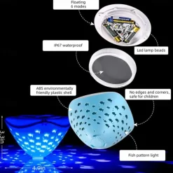 Swimming Floating Pool Lights Fish Pattern Color Changing Underwater Pool Light That Float 4 Colors 2 Modes Glow Hot Bath Tub Kids Toy LED Light Up Decor