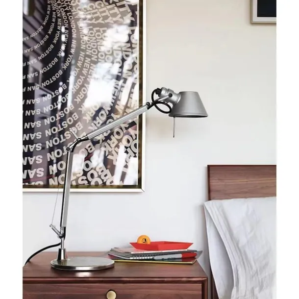 Swing Arm Table lamp LED Silver Table lamp for Desktop Aluminium E27 Flexible Adjustable Eye Care Study Office Table lamp