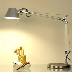 Swing Arm Table lamp LED Silver Table lamp for Desktop Aluminium E27 Flexible Adjustable Eye Care Study Office Table lamp