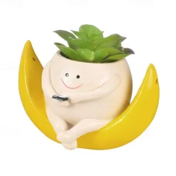 Swing Face Planter Pot Hanging Resin Flower Head Planters for Indoor and Outdoor Plants, Succulent Pots for String of Pearls Plant - Ideal Gifts