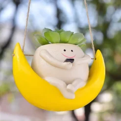 Swing Face Planter Pot Hanging Resin Flower Head Planters for Indoor and Outdoor Plants, Succulent Pots for String of Pearls Plant - Ideal Gifts