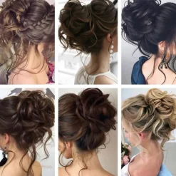 synthetic bun wig messy long beard hair ring elastic hair bag wig ring fluffy hair ring ball head