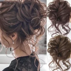 synthetic bun wig messy long beard hair ring elastic hair bag wig ring fluffy hair ring ball head