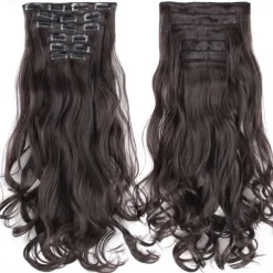 Synthetic Hair Curly Clip In Wig Extension 16 Clips In Hair Extension Hair Pieces Fake Hair Extension Synthetic 49 Colors