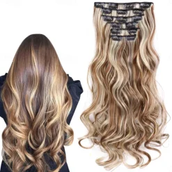 Synthetic Hair Curly Clip In Wig Extension 16 Clips In Hair Extension Hair Pieces Fake Hair Extension Synthetic 49 Colors