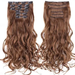 Synthetic Hair Curly Clip In Wig Extension 16 Clips In Hair Extension Hair Pieces Fake Hair Extension Synthetic 49 Colors
