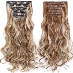 Synthetic Hair Curly Clip In Wig Extension 16 Clips In Hair Extension Hair Pieces Fake Hair Extension Synthetic 49 Colors