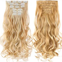 Synthetic Hair Curly Clip In Wig Extension 16 Clips In Hair Extension Hair Pieces Fake Hair Extension Synthetic 49 Colors