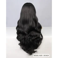 Synthetic Lace Wig Deep Wave Style 26 inch Black Middle Part U Part Wig Women Wig Black Halloween Wigs