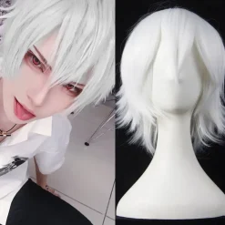 Synthetic Short Wigs For Women White Purple Blue Blonde Yellow Black Red Cosplay Wig Female High Temperature Fiber Halloween Wigs