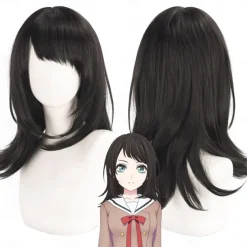 Synthetic Wig 八幡海铃 Micro Locs Natural Straight Layered Haircut Neat Bang Machine Made Wig 20 inch 6 inch A1 Synthetic Hair Women's Soft Classic Comfortable Black