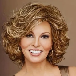 Synthetic Wig Curly Neat Bang Wig Blonde Short Blonde Synthetic Hair Women's Soft Natural Adjustable Blonde