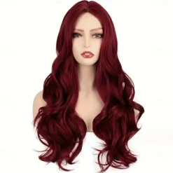 Synthetic Wig Curly Neat Bang Wig Long Wine Red Black A1 Blonde Synthetic Hair Women's Fashionable Design Cute Cosplay Blue Purple Green Halloween Wigs