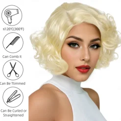 Synthetic Wig Curly Wavy Asymmetrical Neat Bang Machine Made Wig 12 inch A1 Synthetic Hair Women's Classic Comfortable Color Gradient Blonde Halloween Wigs