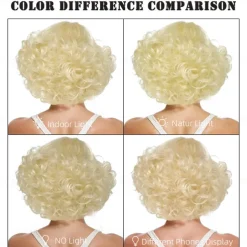 Synthetic Wig Curly Wavy Asymmetrical Neat Bang Machine Made Wig 12 inch A1 Synthetic Hair Women's Classic Comfortable Color Gradient Blonde Halloween Wigs