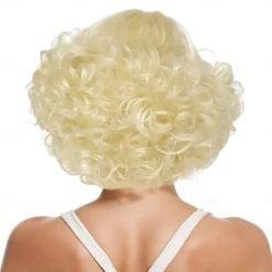 Synthetic Wig Curly Wavy Asymmetrical Neat Bang Machine Made Wig 12 inch A1 Synthetic Hair Women's Classic Comfortable Color Gradient Blonde Halloween Wigs