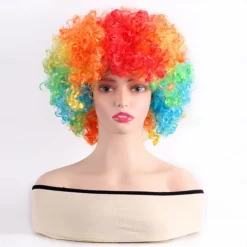 Synthetic Wig Curly With Bangs Machine Made Wig Short White Yellow Red Blue Orange Synthetic Hair Women's Pink Red Blue