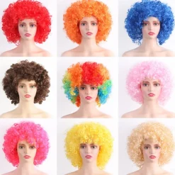 Synthetic Wig Curly With Bangs Machine Made Wig Short White Yellow Red Blue Orange Synthetic Hair Women's Pink Red Blue