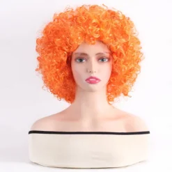 Synthetic Wig Curly With Bangs Machine Made Wig Short White Yellow Red Blue Orange Synthetic Hair Women's Pink Red Blue