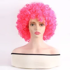 Synthetic Wig Curly With Bangs Machine Made Wig Short White Yellow Red Blue Orange Synthetic Hair Women's Pink Red Blue