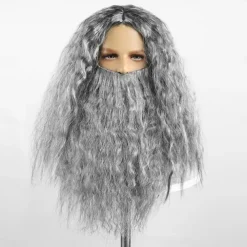 Synthetic Wig Curly With Bangs Machine Made Wig Short Grey Synthetic Hair Men's Gray