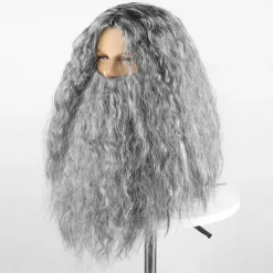 Synthetic Wig Curly With Bangs Machine Made Wig Short Grey Synthetic Hair Men's Gray