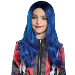 Synthetic Wig Descendants 3 Evie Wavy Asymmetrical Wig Short Blue Synthetic Hair Girls' Halloween Cosplay Party Wigs