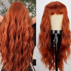 Synthetic Wig Middle Part Wig Long Auburn Red Green Pink Blonde Synthetic Hair Halloween Cosplay Party Wigs