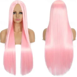 Synthetic Wig Straight Middle Part Machine Made Wig Long A1 A2 A3 A4 A5 Synthetic Hair Women's Cosplay Soft Party Blonde Pink Red Halloween Wigs