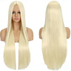 Synthetic Wig Straight Middle Part Machine Made Wig Long A1 A2 A3 A4 A5 Synthetic Hair Women's Cosplay Soft Party Blonde Pink Red Halloween Wigs