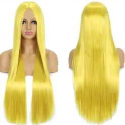 Synthetic Wig Straight Middle Part Machine Made Wig Long A1 A2 A3 A4 A5 Synthetic Hair Women's Cosplay Soft Party Blonde Pink Red Halloween Wigs