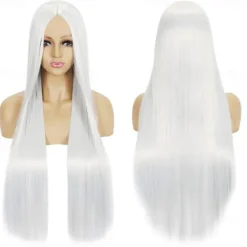 Synthetic Wig Straight Middle Part Machine Made Wig Long A1 A2 A3 A4 A5 Synthetic Hair Women's Cosplay Soft Party Blonde Pink Red Halloween Wigs