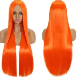Synthetic Wig Straight Middle Part Machine Made Wig Long A1 A2 A3 A4 A5 Synthetic Hair Women's Cosplay Soft Party Blonde Pink Red Halloween Wigs