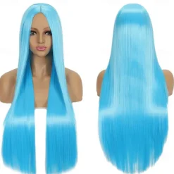 Synthetic Wig Straight Middle Part Machine Made Wig Long A1 A2 A3 A4 A5 Synthetic Hair Women's Cosplay Soft Party Blonde Pink Red Halloween Wigs