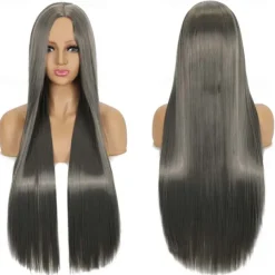 Synthetic Wig Straight Middle Part Machine Made Wig Long A1 A2 A3 A4 A5 Synthetic Hair Women's Cosplay Soft Party Blonde Pink Red Halloween Wigs