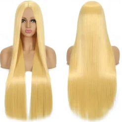 Synthetic Wig Straight Middle Part Machine Made Wig Long A1 A2 A3 A4 A5 Synthetic Hair Women's Cosplay Soft Party Blonde Pink Red Halloween Wigs