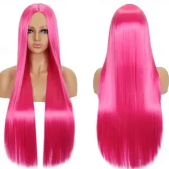 Synthetic Wig Straight Middle Part Machine Made Wig Long A1 A2 A3 A4 A5 Synthetic Hair Women's Cosplay Soft Party Blonde Pink Red Halloween Wigs
