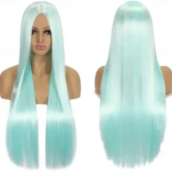 Synthetic Wig Straight Middle Part Machine Made Wig Long A1 A2 A3 A4 A5 Synthetic Hair Women's Cosplay Soft Party Blonde Pink Red Halloween Wigs