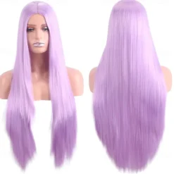 Synthetic Wig Straight Middle Part Machine Made Wig Long A1 A2 A3 A4 A5 Synthetic Hair Women's Cosplay Soft Party Blonde Pink Red Halloween Wigs