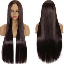 Synthetic Wig Straight Middle Part Machine Made Wig Long A1 A2 A3 A4 A5 Synthetic Hair Women's Cosplay Soft Party Blonde Pink Red Halloween Wigs