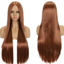 Synthetic Wig Straight Middle Part Machine Made Wig Long A1 A2 A3 A4 A5 Synthetic Hair Women's Cosplay Soft Party Blonde Pink Red Halloween Wigs