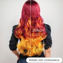 Synthetic Wig Wavy Curly Weave Layered Haircut Neat Bang Machine Made Wig 26 inch A1 Synthetic Hair Women's Cool Classic Comfortable Multi-color