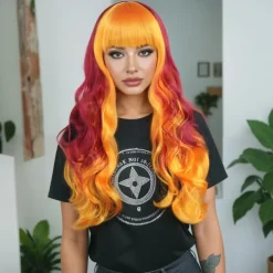 Synthetic Wig Wavy Curly Weave Layered Haircut Neat Bang Machine Made Wig 26 inch A1 Synthetic Hair Women's Cool Classic Comfortable Multi-color