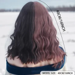 Synthetic Wig Wavy Curly Weave Layered Haircut With Bangs Machine Made Wig 16 inch A1 Synthetic Hair Women's Classic Comfortable Color Gradient Multi-color