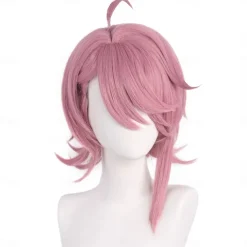 Synthetic Wig White bird Aero Straight Deep Wave Asymmetrical Deep Parting Machine Made Wig 16 inch A1 Synthetic Hair Women's Fashionable Design Classic Comfortable Pink