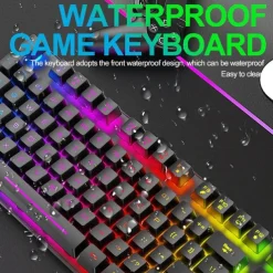 T87 Rechargeable Keyboard and Mouse Set Wireless Mechanical Feel Multicolor Backlit Gaming Keyboard Mouse Set Wireless Waterproof 2.4G USB Drive