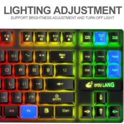 T87 Rechargeable Keyboard and Mouse Set Wireless Mechanical Feel Multicolor Backlit Gaming Keyboard Mouse Set Wireless Waterproof 2.4G USB Drive